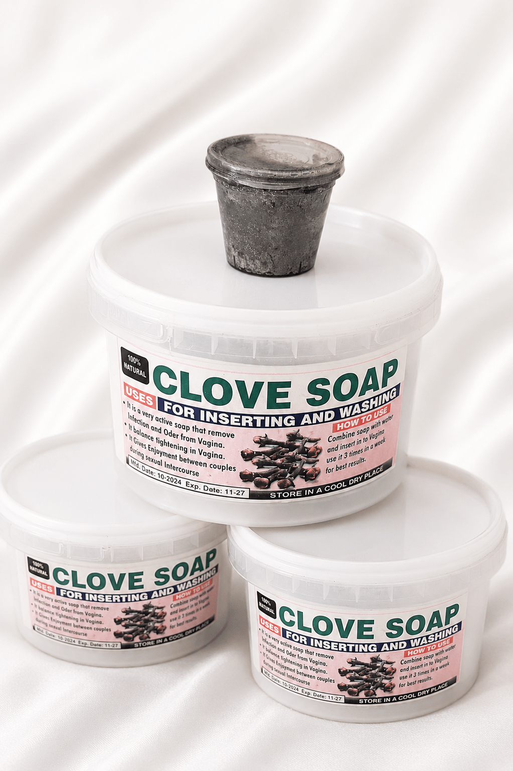 Natural Clove Soap – 100%Traditional Clove Intimate Cleansing & External Body Wash - 30g Jar - Herbal Soap - Cherubim Aura
