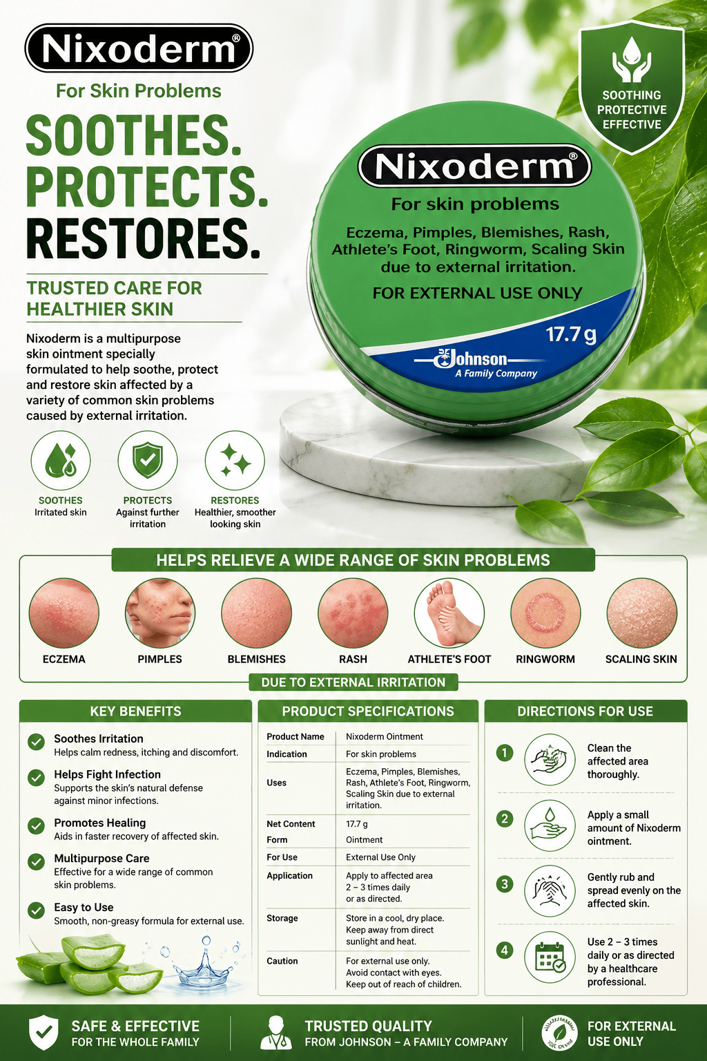 Nixoderm Skin Problems Treatment | Medicated Ointment 17.7g & Cream 15g | Skin Care - Ointment - Cherubim Aura