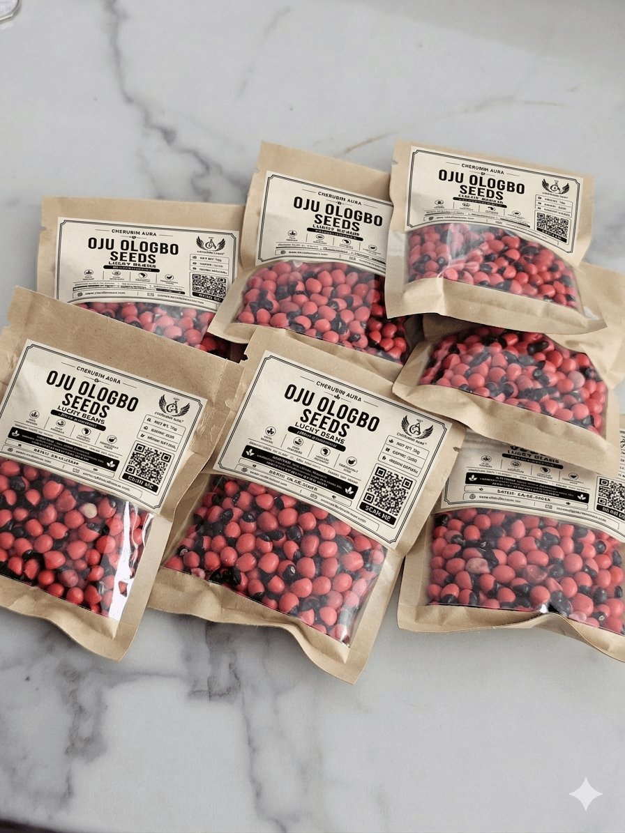 Oju Ologbo Seeds (Lucky Beans) – Traditional Spiritual Botanical for Protection & Good Fortune | Cherubim Aura - herb - Cherubim Aura