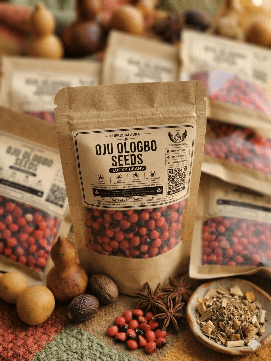 Oju Ologbo Seeds (Lucky Beans) – Traditional Spiritual Botanical for Protection & Good Fortune | Cherubim Aura - herb - Cherubim Aura