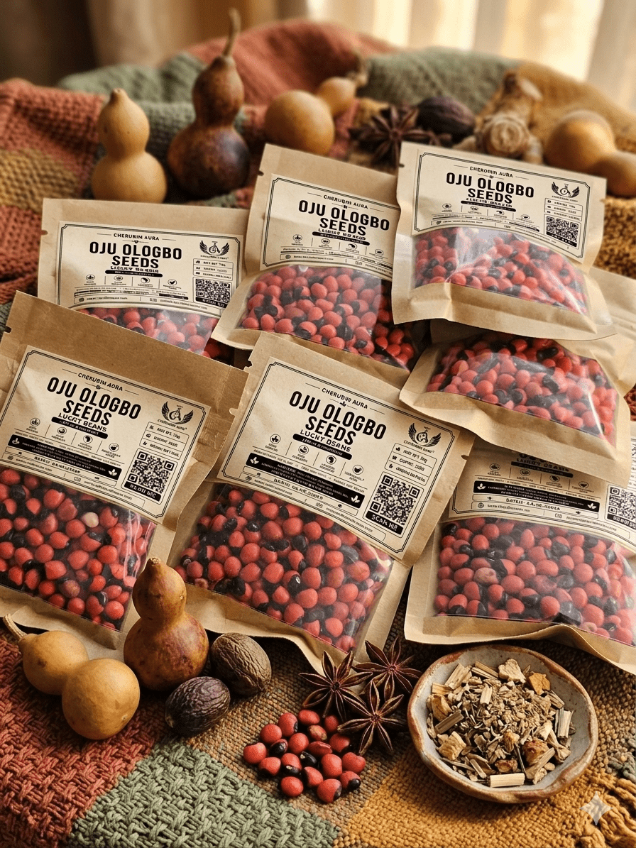 Oju Ologbo Seeds (Lucky Beans) – Traditional Spiritual Botanical for Protection & Good Fortune | Cherubim Aura - herb - Cherubim Aura