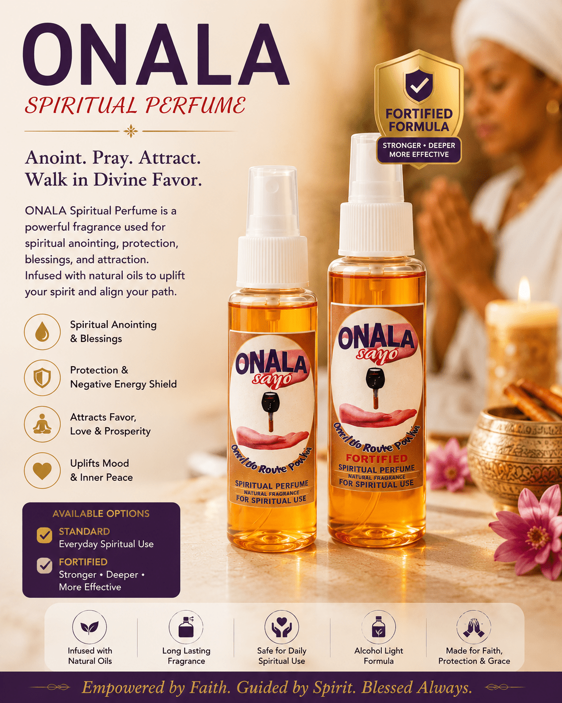 Onala Sayo Spiritual Perfume Spray | Premium Fragrance Mist for Prayer, Worship, Meditation & Everyday Freshness - Perfume - Cherubim Aura