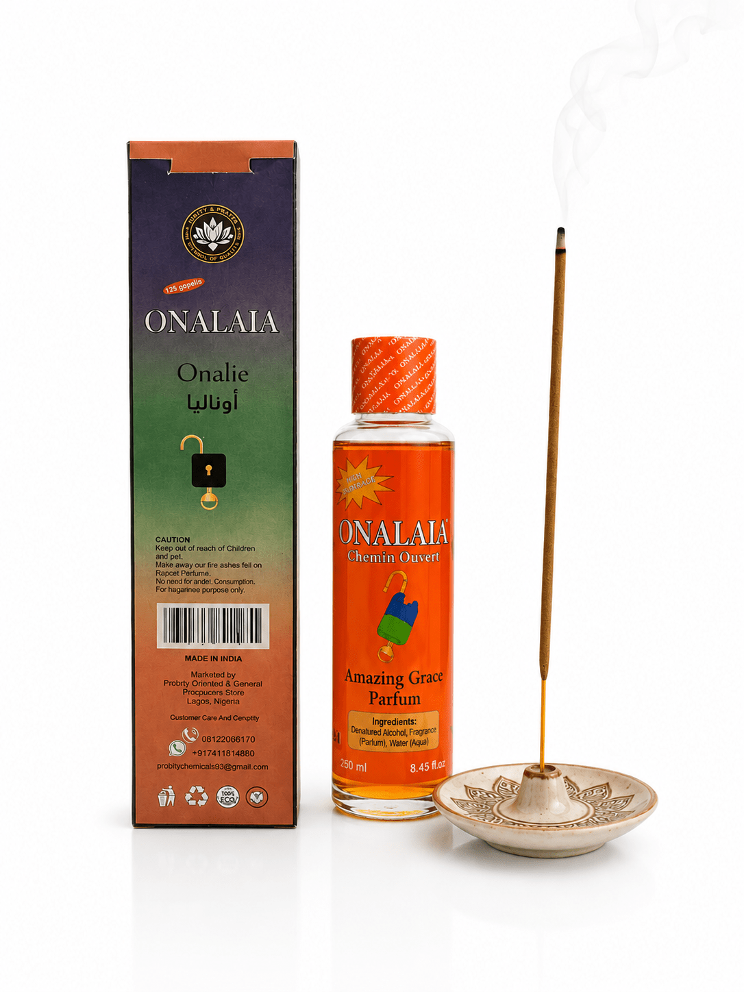 Onalaia Attraction Perfume Bundle | 500ml, 250ml & 150ml Fragrance Perfume with Road Opener Premium Incense Sticks - Bundle - Cherubim Aura