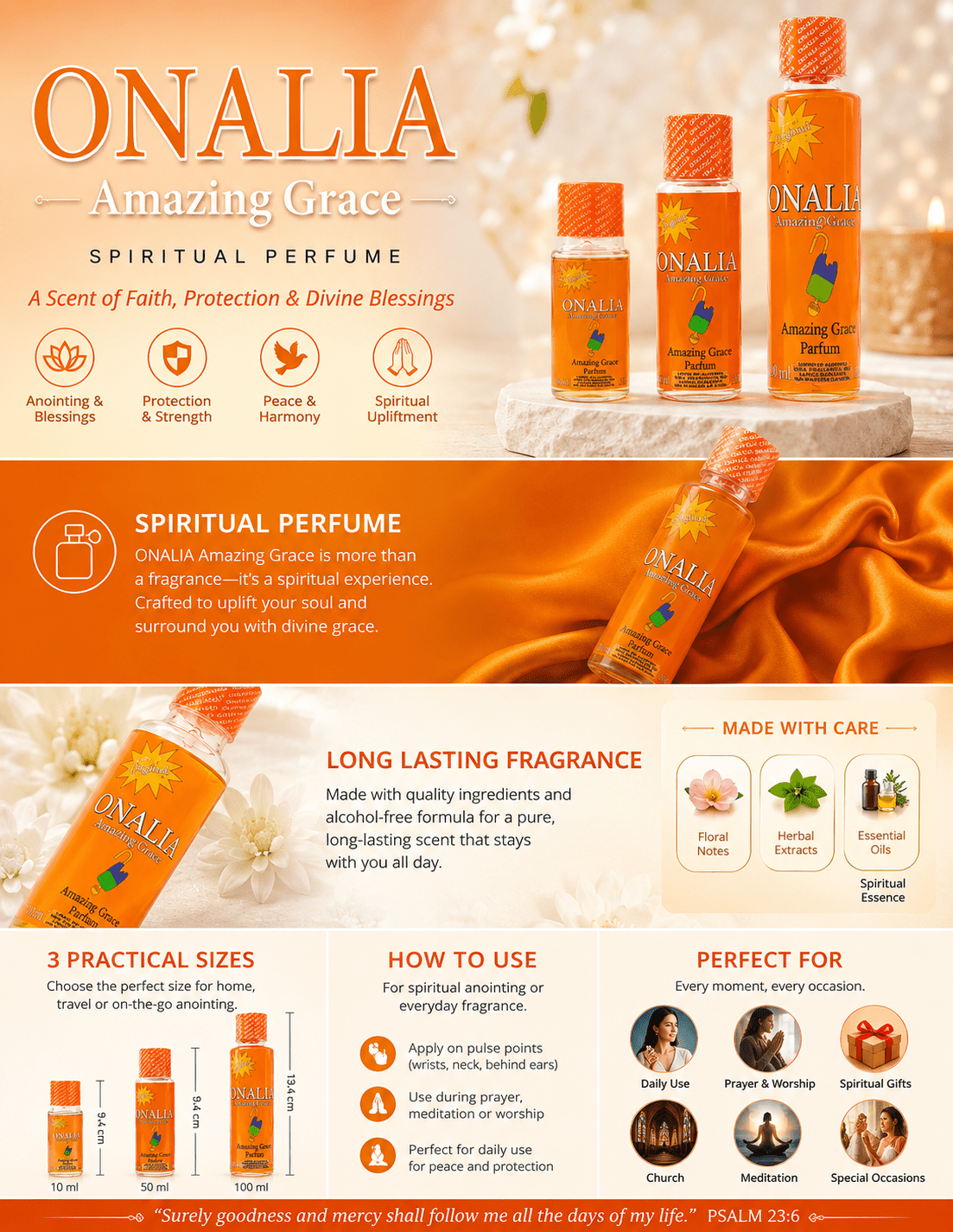 Onalia Amazing Grace Spiritual Perfume | Premium Fragrance Collection |500ml, 250ml & 150ml - Perfume - Cherubim Aura