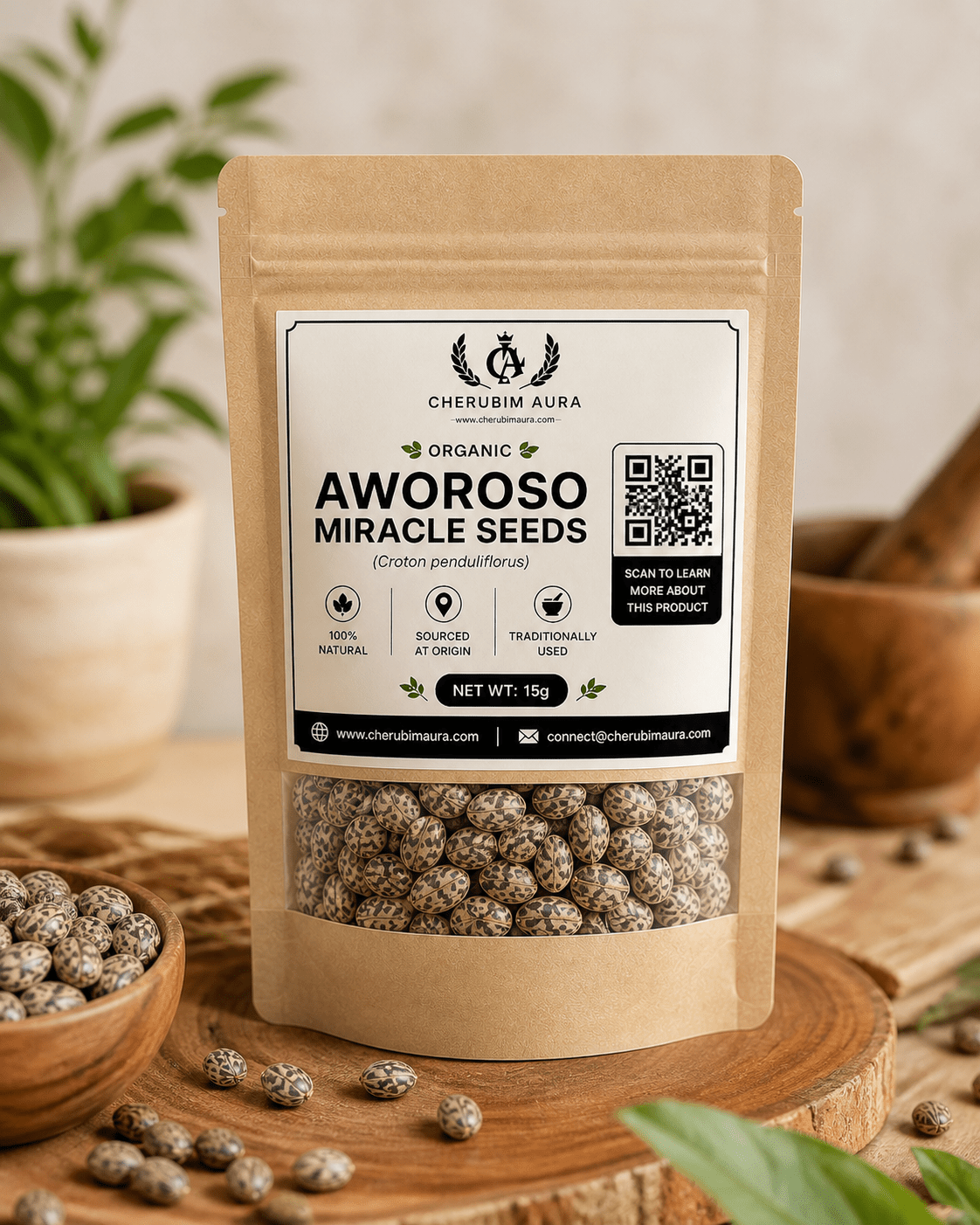 Organic Aworoso Miracle Seeds (Croton Penduliflorus) – 15g Pouch - Herbal Wellness - Cherubim Aura
