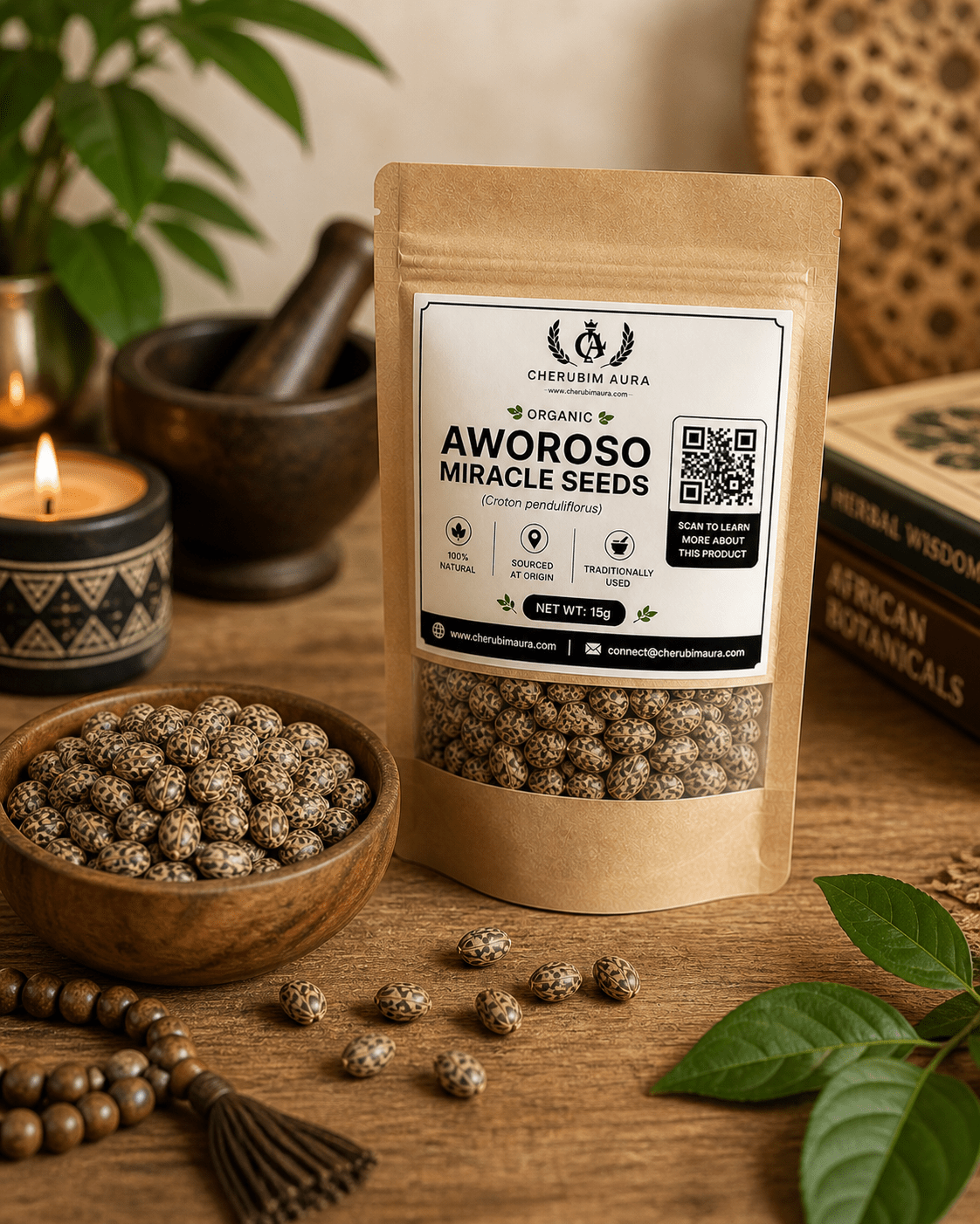 Organic Aworoso Miracle Seeds (Croton Penduliflorus) – 15g Pouch - Herbal Wellness - Cherubim Aura