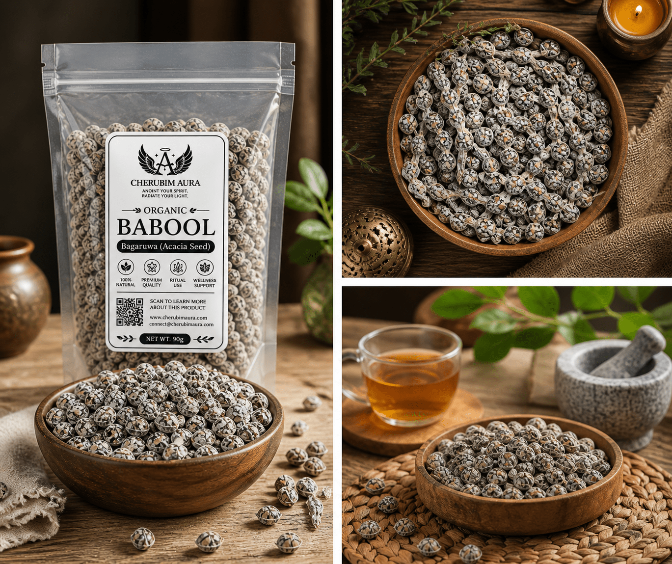Organic Bagaruwa Seeds (Babool Phali) – Traditional Acacia Nilotica (90g) - Herbal Wellness - Cherubim Aura