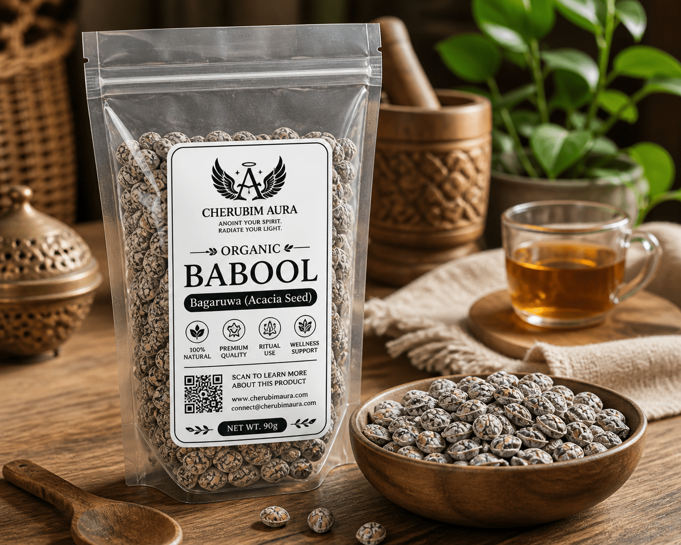 Organic Bagaruwa Seeds (Babool Phali) – Traditional Acacia Nilotica (90g) - Herbal Wellness - Cherubim Aura