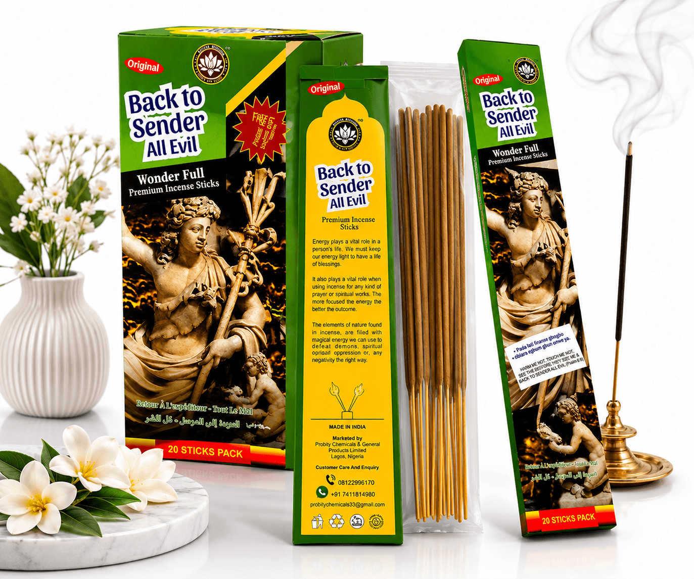 Satya Back to Sender All Evil Premium Incense Sticks | 20 Slow-Burning Aromatic Incense for Prayer, Meditation & Home Fragrance - Incense - Cherubim Aura