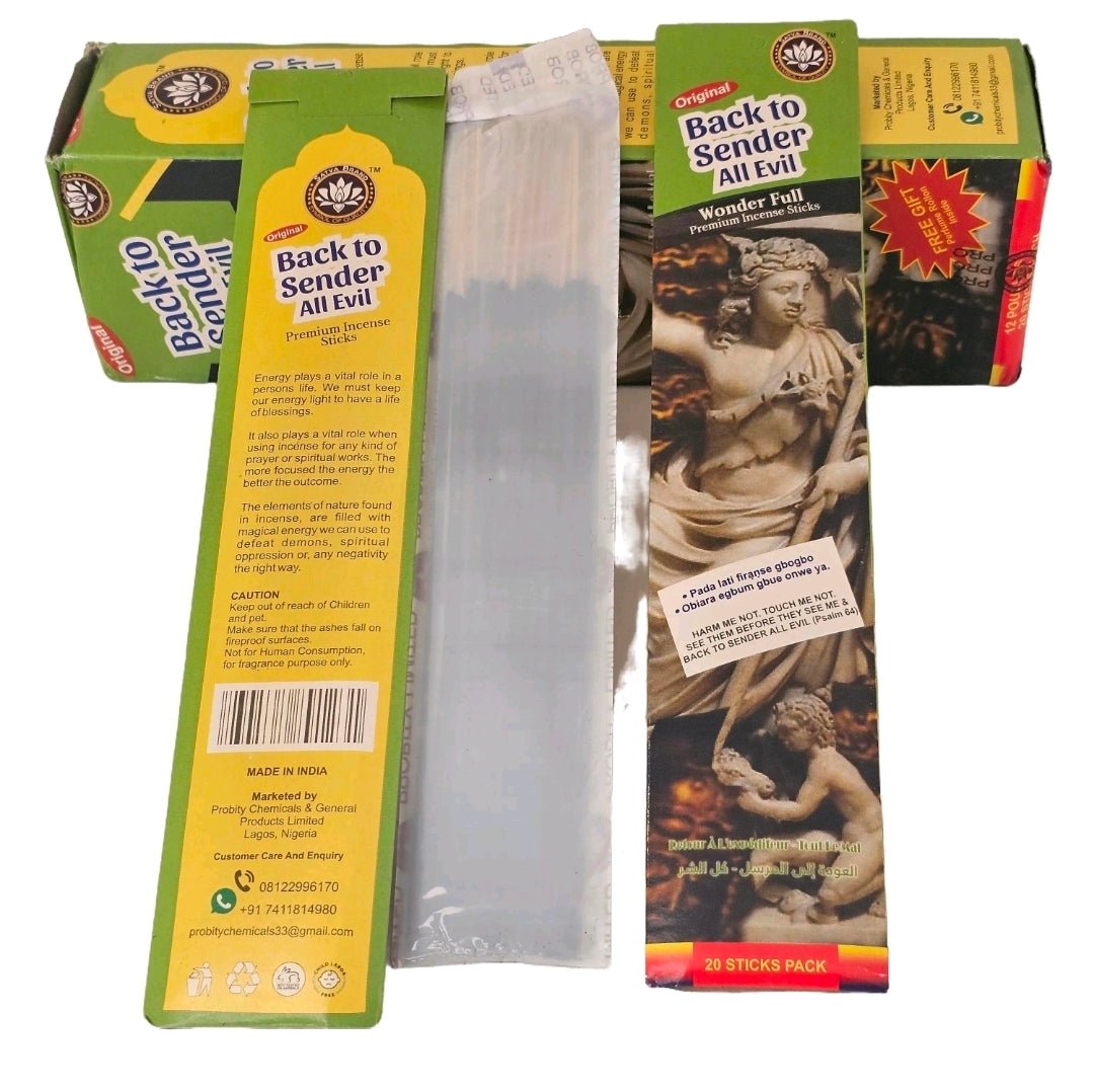 Satya Back to Sender All Evil Premium Incense Sticks | 20 Slow-Burning Aromatic Incense for Prayer, Meditation & Home Fragrance - Incense - Cherubim Aura