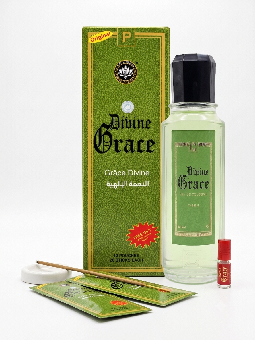 Satya Divine Grace Premium Incense & Divine Grace Spiritual Cologne Bundle | 500ml, 250ml & 150ml Fragrance Collection