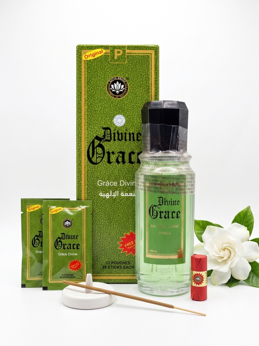 Satya Divine Grace Premium Incense & Divine Grace Spiritual Cologne Bundle | 500ml, 250ml & 150ml Fragrance Collection