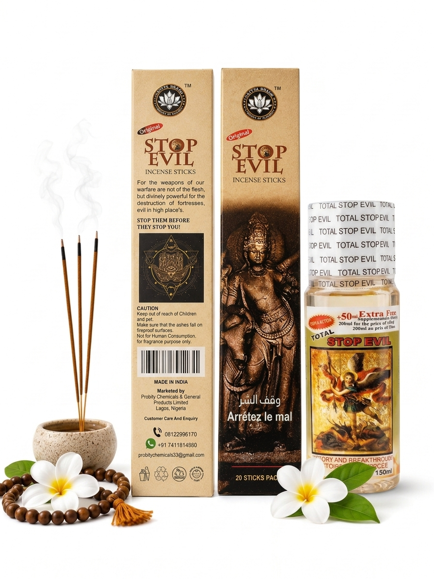 Total Stop Evil Cologne & Incense Bundle Pack | Fortified Incense Sticks & Prayer Cologne Combo Set