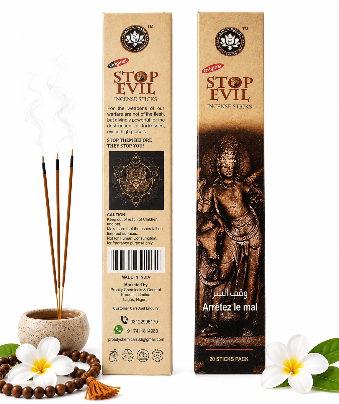 Stop Evil Premium Incense Sticks | 20 Slow-Burning Aromatic Incense for Prayer, Meditation & Home Fragrance