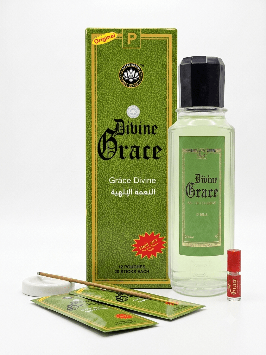 Satya Divine Grace Premium Incense & Divine Grace Spiritual Cologne Bundle | 500ml, 250ml & 150ml Fragrance Collection - Bundle - Cherubim Aura