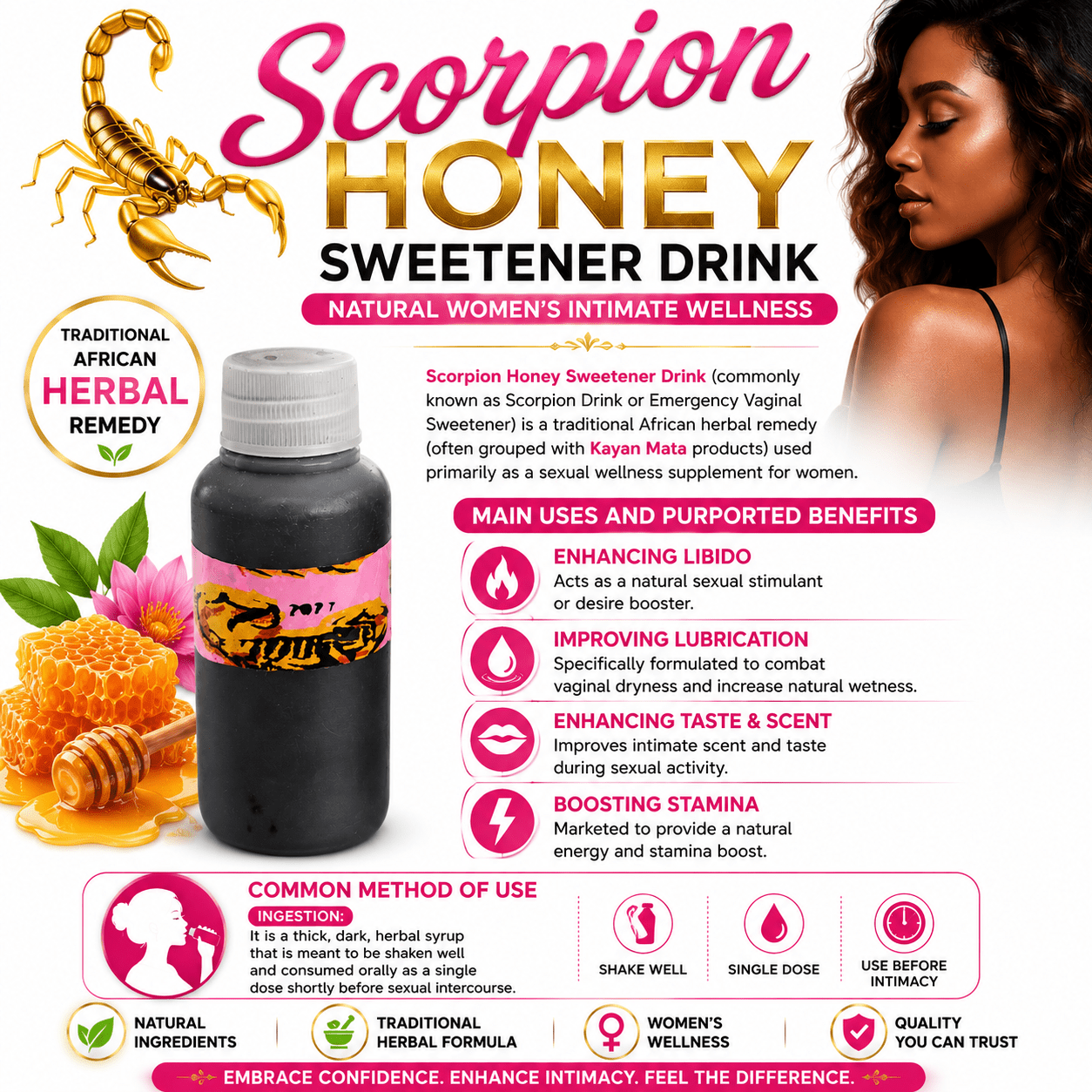 Scorpion Honey Sweetener Drink | African Women’s Herbal Intimate Wellness - 3 Bottles - African Herbal Drink - Cherubim Aura