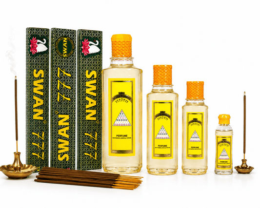 Seven Points St. Michael Prayer Perfume & Swan 777 Premium Incense Bundle | 500ml, 250ml, 150ml & 50ml Fragrance Collection - Bundle - Cherubim Aura
