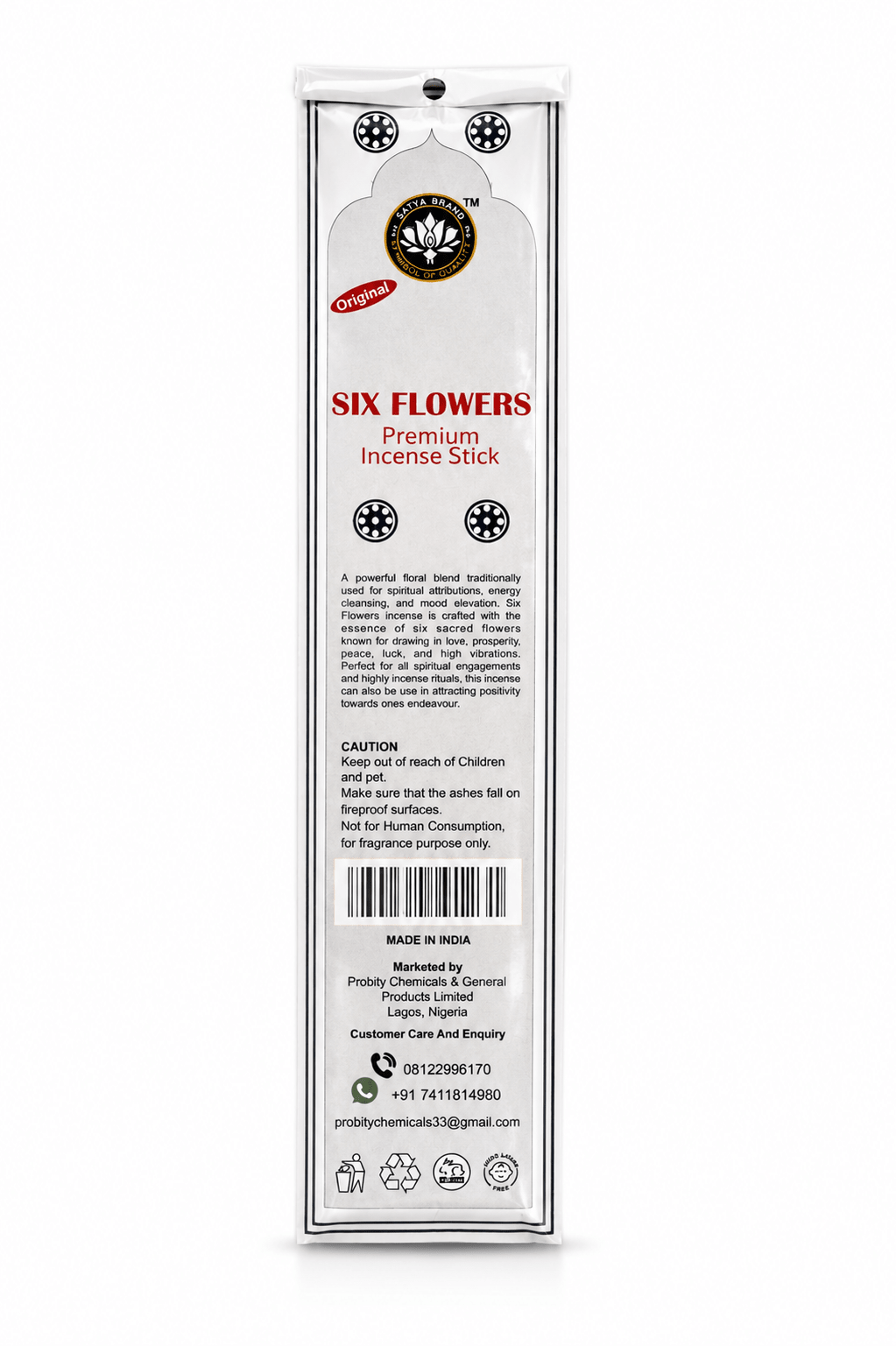Six Flowers Premium Incense Sticks | 20 Slow-Burning Aromatic Incense for Prayer, Meditation & Home Fragrance - Incense - Cherubim Aura
