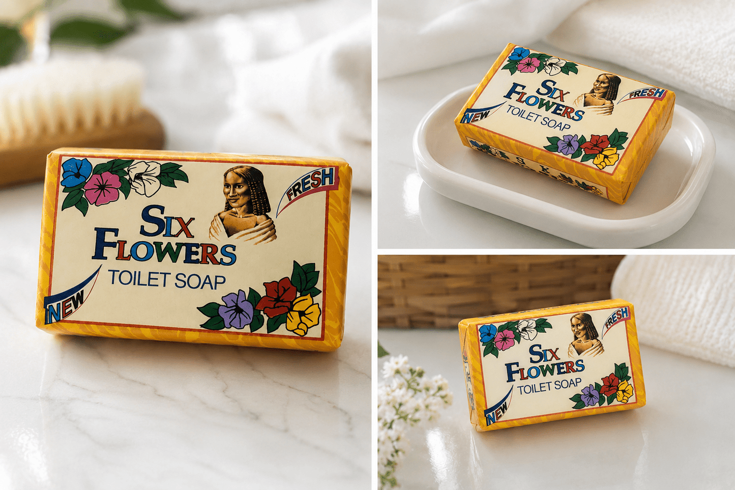 Six Flowers Toilet Soap – Fresh Floral Cleansing Bath & Body Soap Bar - Bath Soap - Cherubim Aura