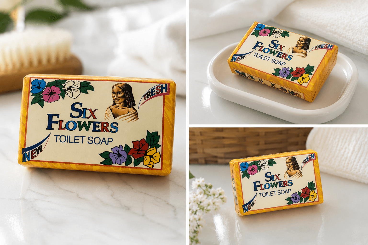 Six Flowers Toilet Soap – Fresh Floral Cleansing Bath & Body Soap Bar - Bath Soap - Cherubim Aura