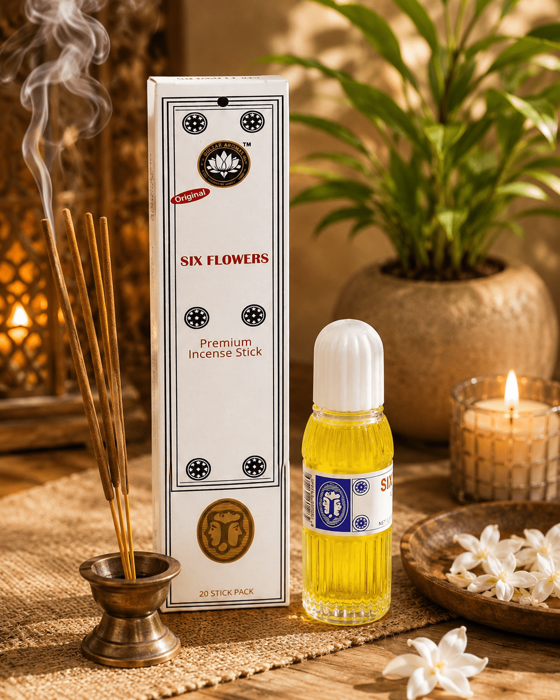 Six Flowers Wellness Bundle – Premium Incense & Perfume Essence Set - Incense - Cherubim Aura