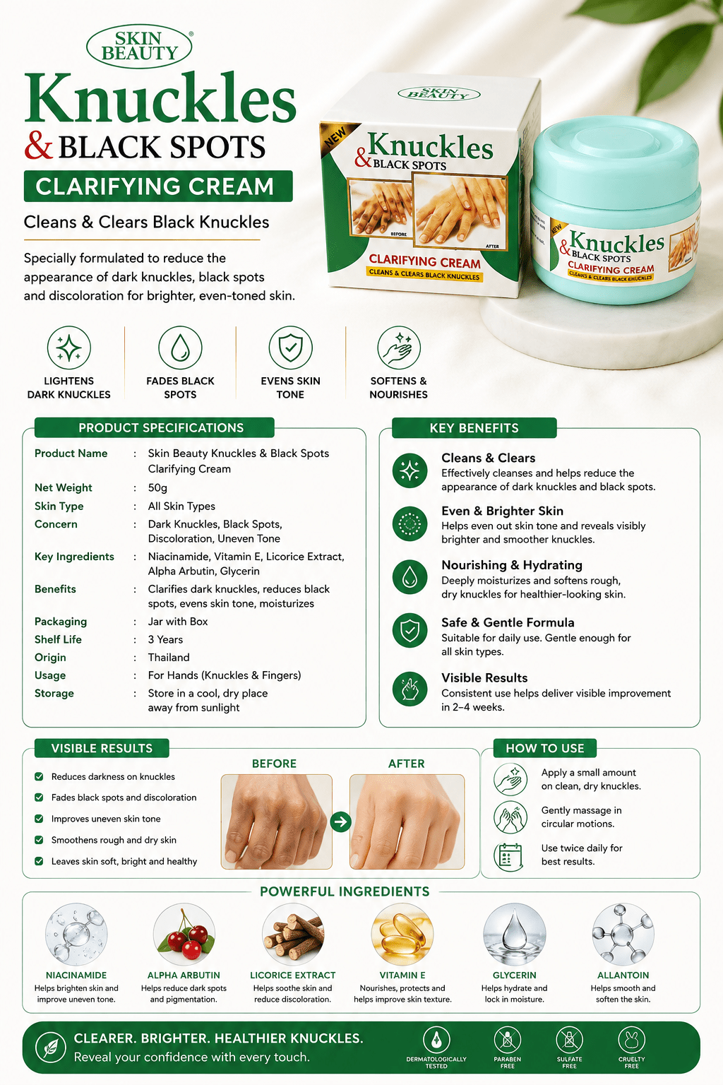 Skin Beauty Knuckles & Black Spots Clarifying Cream - Skincare - Cherubim Aura