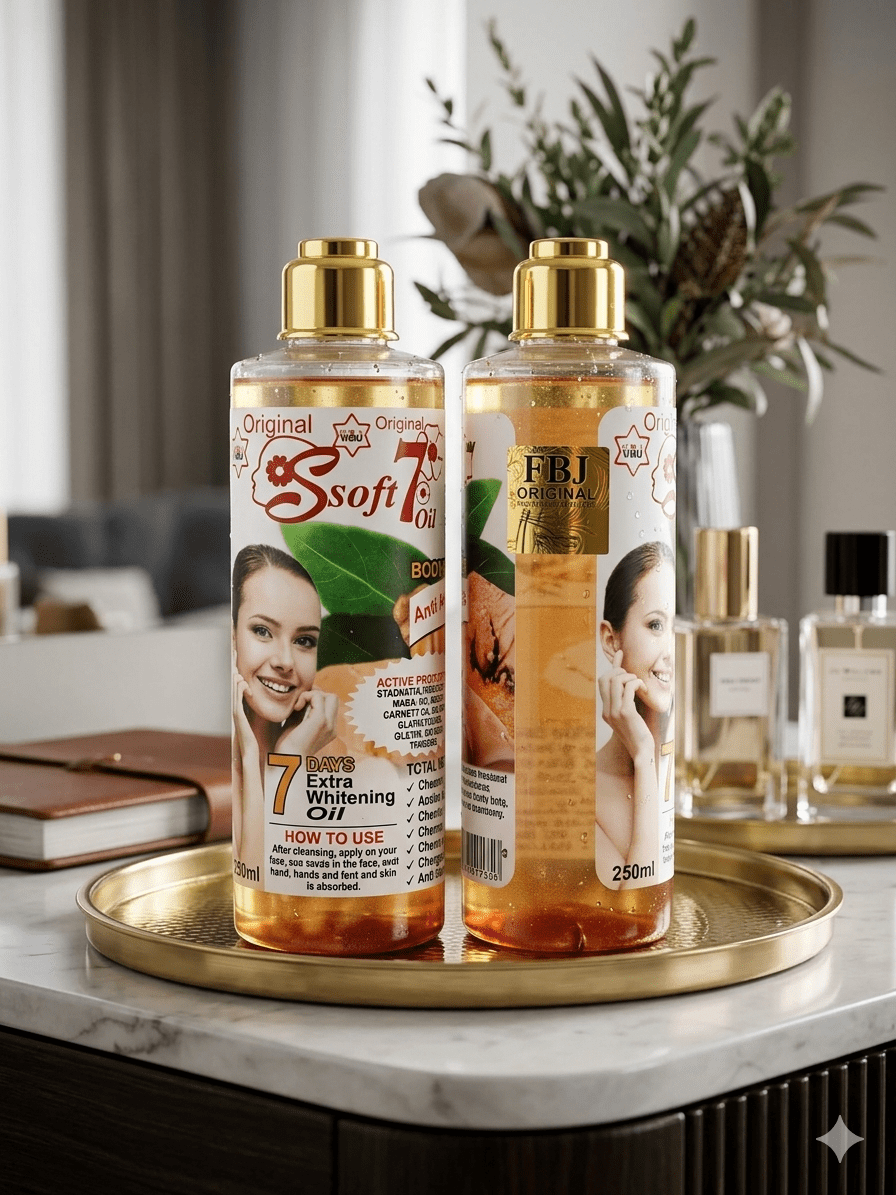 Soft 7 Tumeric Super Whitening & Glowing Body Repair Oil 250ml - Skincare - Cherubim Aura