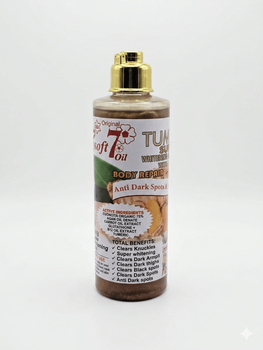 Soft 7 Tumeric Super Whitening & Glowing Body Repair Oil 250ml - Skincare - Cherubim Aura