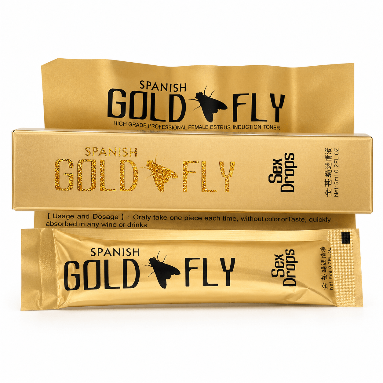 Spanish Gold Fly Sex Drops 5ml – Adult Intimacy & Sensual Enhancement Drops - 3 Sackets - Adult Intimacy product - Cherubim Aura