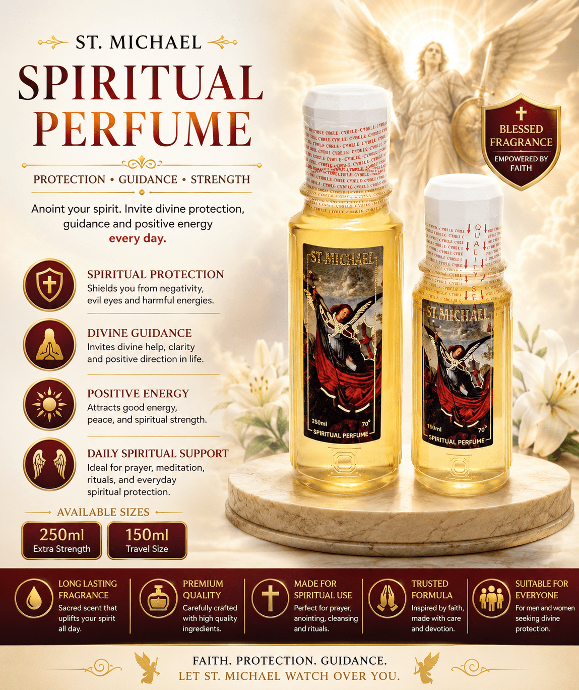 St. Michael Spiritual Perfume | Premium Spiritual Cologne | 250ml & 150ml. - Perfume - Cherubim Aura