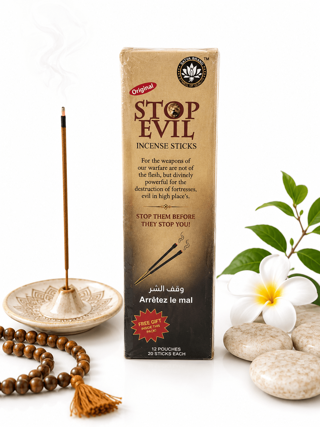 Stop Evil Premium Incense Sticks | 20 Slow-Burning Aromatic Incense for Prayer, Meditation & Home Fragrance - Incense - Cherubim Aura