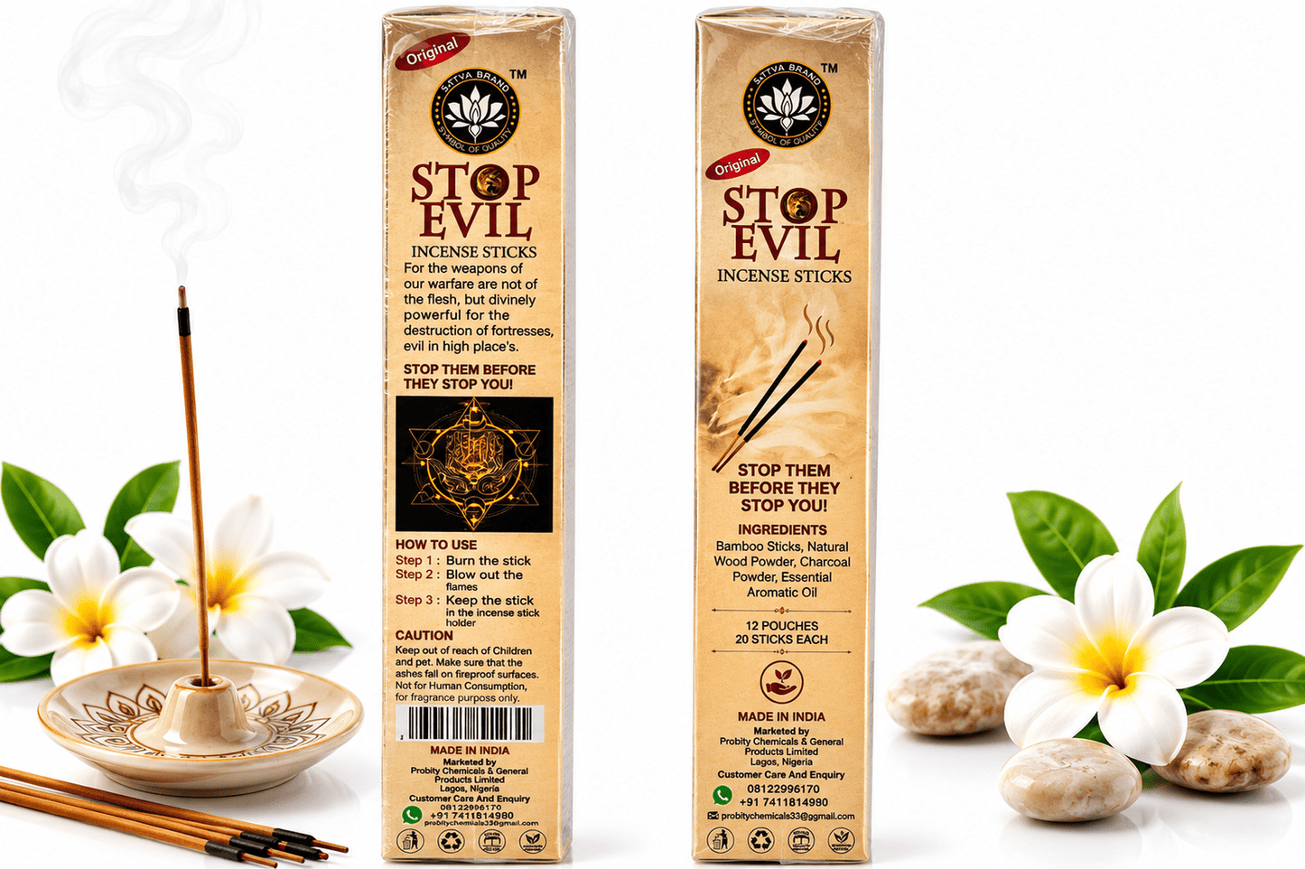 Stop Evil Premium Incense Sticks | 20 Slow-Burning Aromatic Incense for Prayer, Meditation & Home Fragrance - Incense - Cherubim Aura