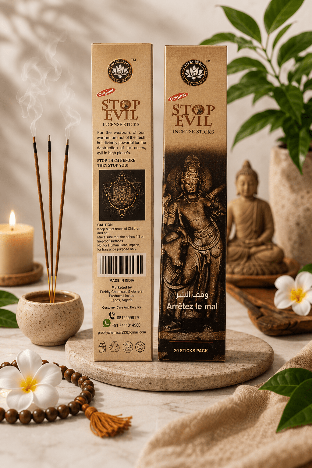 Stop Evil Premium Incense Sticks | 20 Slow-Burning Aromatic Incense for Prayer, Meditation & Home Fragrance - Incense - Cherubim Aura