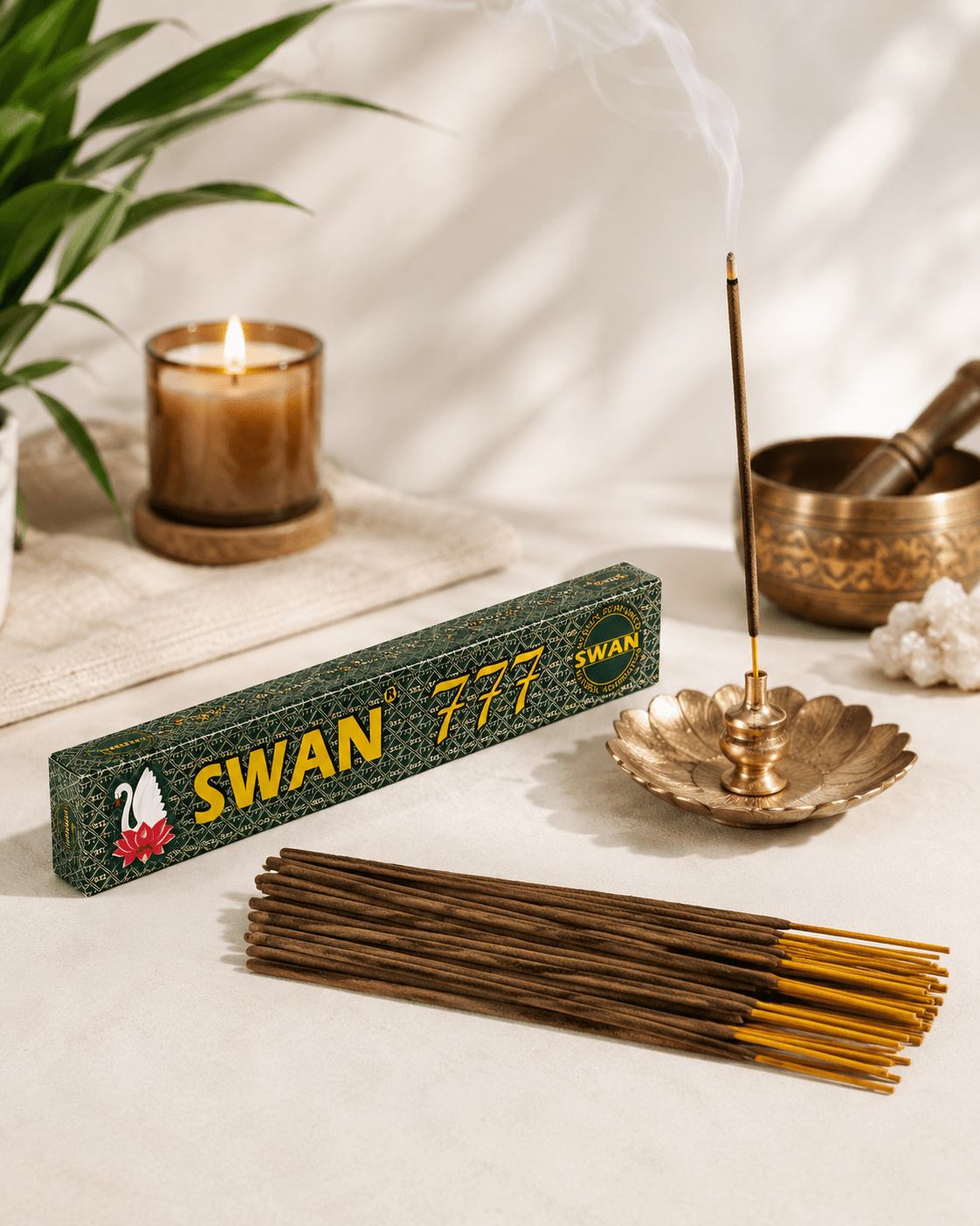 Swan 777 Premium Incense Sticks (20 Sticks) – Traditional Home Fragrance & Prayer Incense - Incense - Cherubim Aura