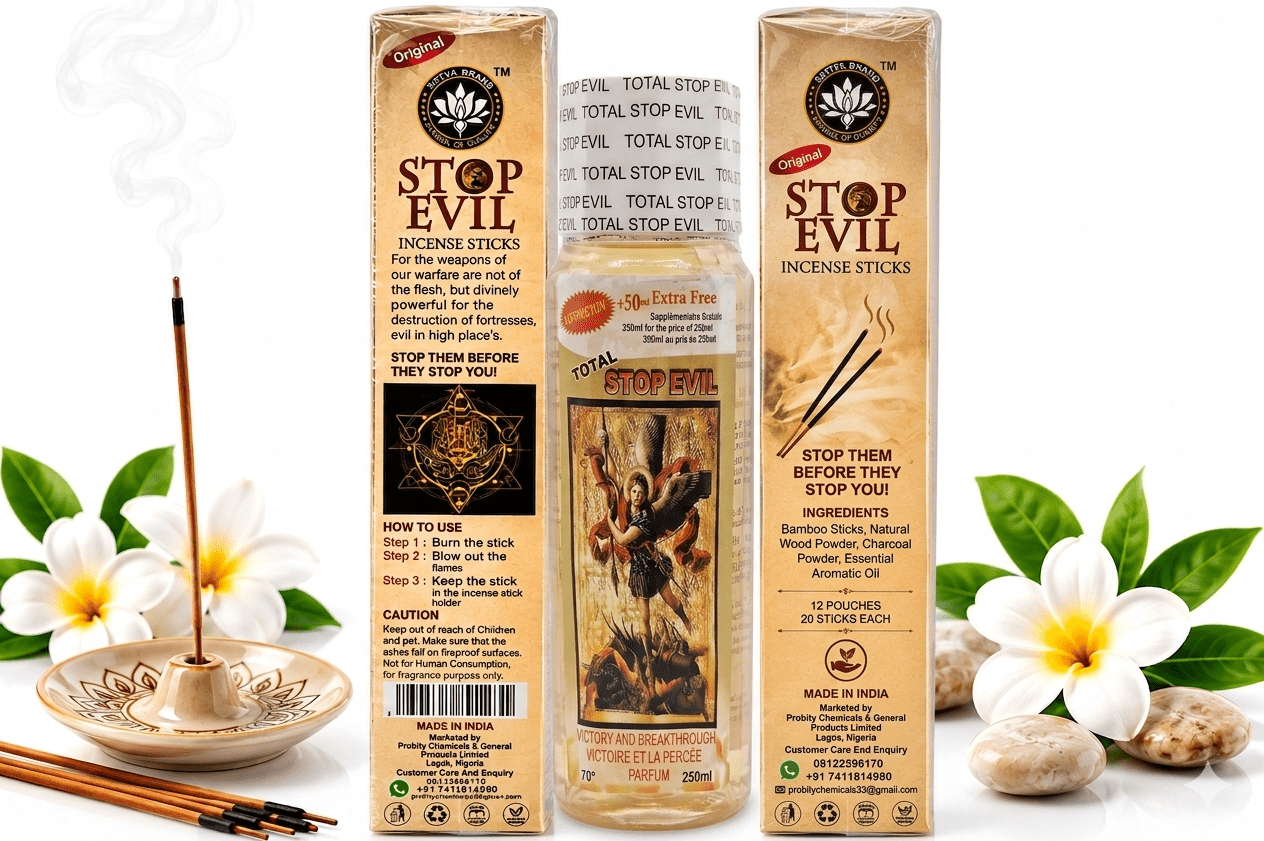 Total Stop Evil Cologne & Incense Bundle Pack | Fortified Incense Sticks & Prayer Cologne Combo Set - Bundle - Cherubim Aura