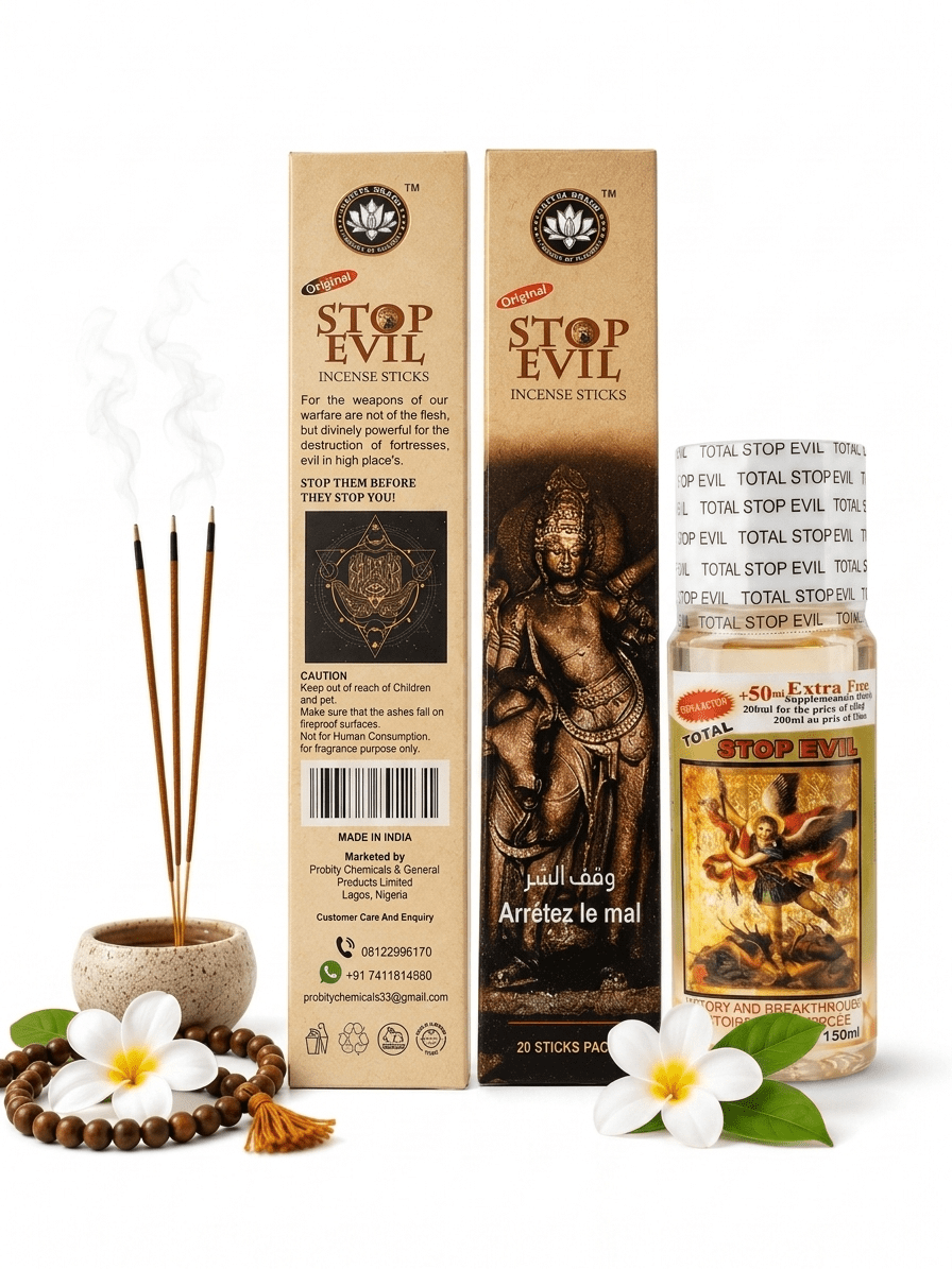 Total Stop Evil Cologne & Incense Bundle Pack | Fortified Incense Sticks & Prayer Cologne Combo Set - Bundle - Cherubim Aura