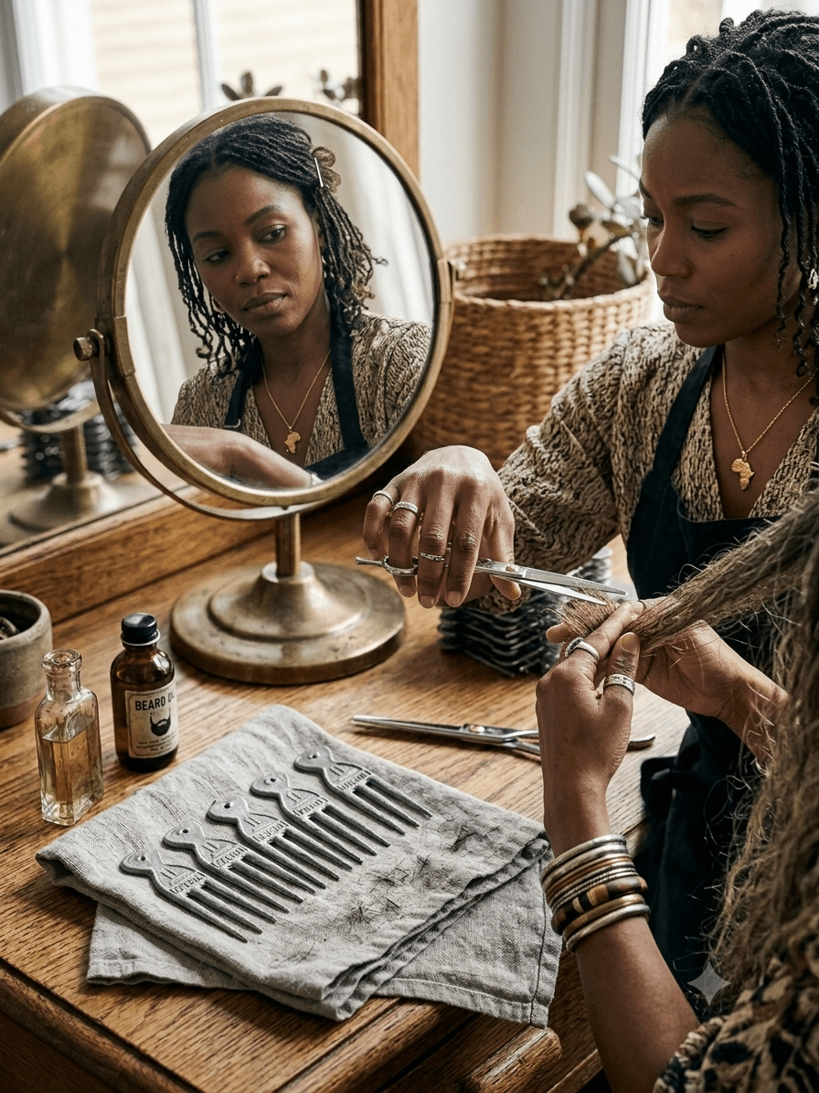 Traditional African Metal Hair Pick Comb – Silver 3-Prong Afro Hair Styling & Cultural Hair Accessory - Hair Accessory - Cherubim Aura