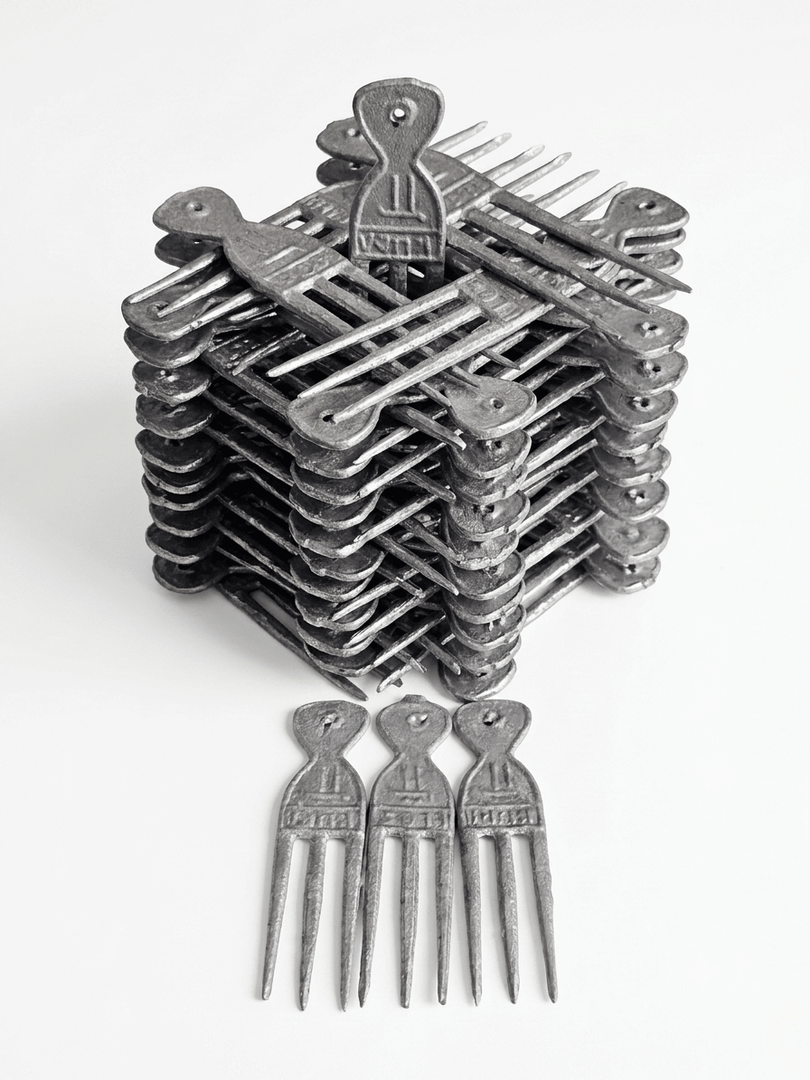 Traditional African Metal Hair Pick Comb – Silver 3-Prong Afro Hair Styling & Cultural Hair Accessory - Hair Accessory - Cherubim Aura