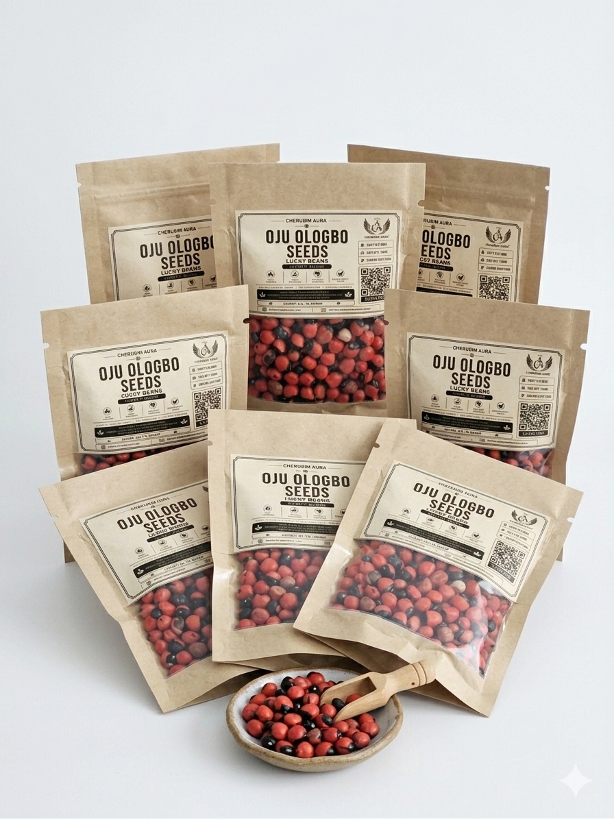 Oju Ologbo Seeds (Lucky Beans) – Traditional Spiritual Botanical for Protection & Good Fortune | Cherubim Aura