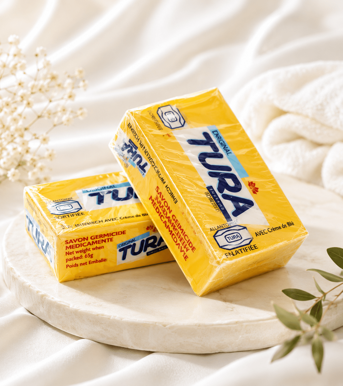 Tura Original Germicidal Medicated Soap 65g – Face & Body Cleansing Bar with Wheat Germ Oil, Vitamin E & Allantoin - Skincare - Cherubim Aura