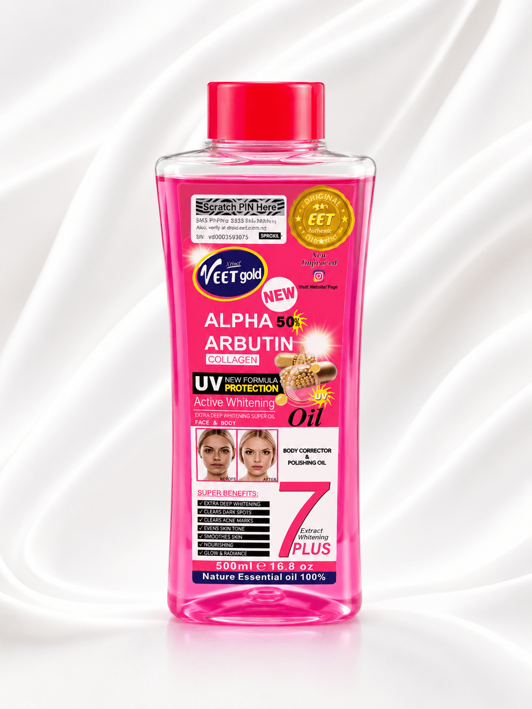 VEET Gold Alpha Arbutin Complete Treatment Bundle | Alpha x3 Body Scrub 500g + Alpha 50% Arbutin Body Oil 500ml - Skincare - Cherubim Aura