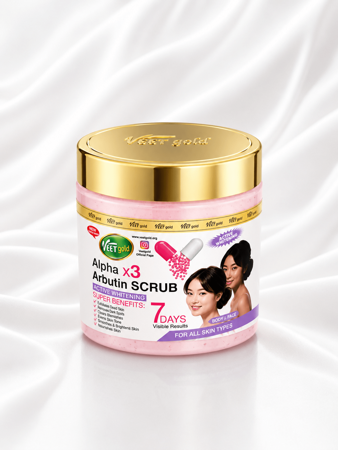 VEET Gold Alpha Arbutin Complete Treatment Bundle | Alpha x3 Body Scrub 500g + Alpha 50% Arbutin Body Oil 500ml - Skincare - Cherubim Aura