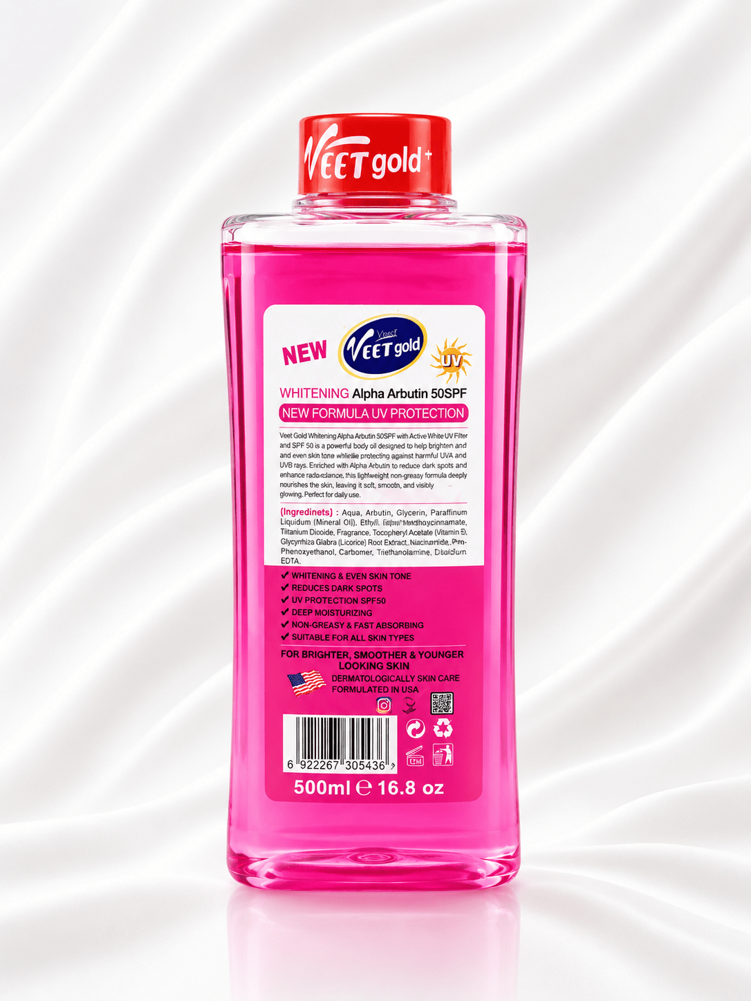 VEET Gold Alpha Arbutin Complete Treatment Bundle | Alpha x3 Body Scrub 500g + Alpha 50% Arbutin Body Oil 500ml - Skincare - Cherubim Aura