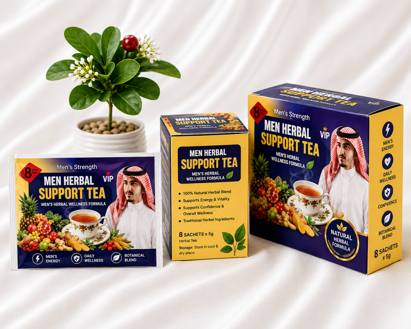 VIP Men's Strength Herbal Sachets – Men's Botanical Herbal Supplement – 8 Sachets