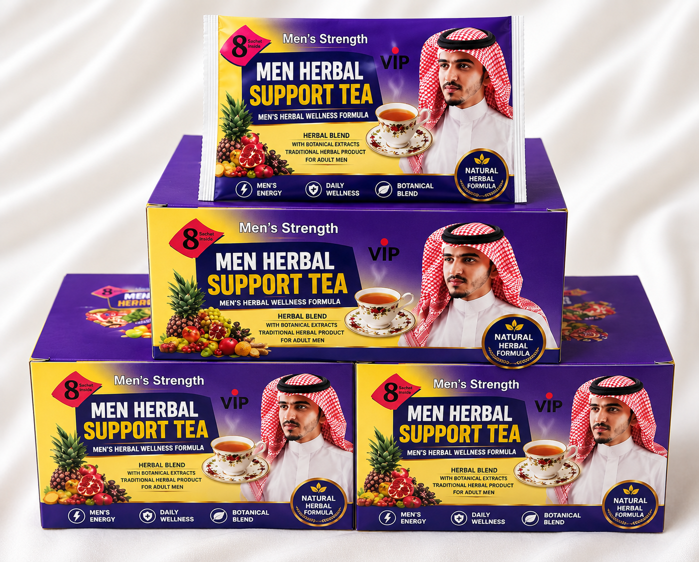 VIP Men's Strength Herbal Sachets – Men's Botanical Herbal Supplement – 8 Sachets