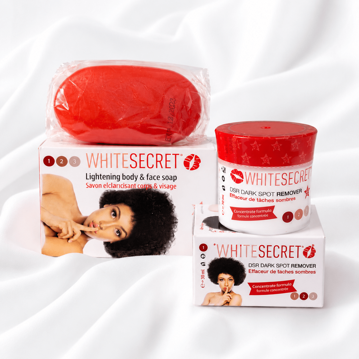 White Secret Brightening Skin Care – DSR Dark Spot Remover 30ml & Lightening Body & Face Soap 190g - Skincare - Cherubim Aura