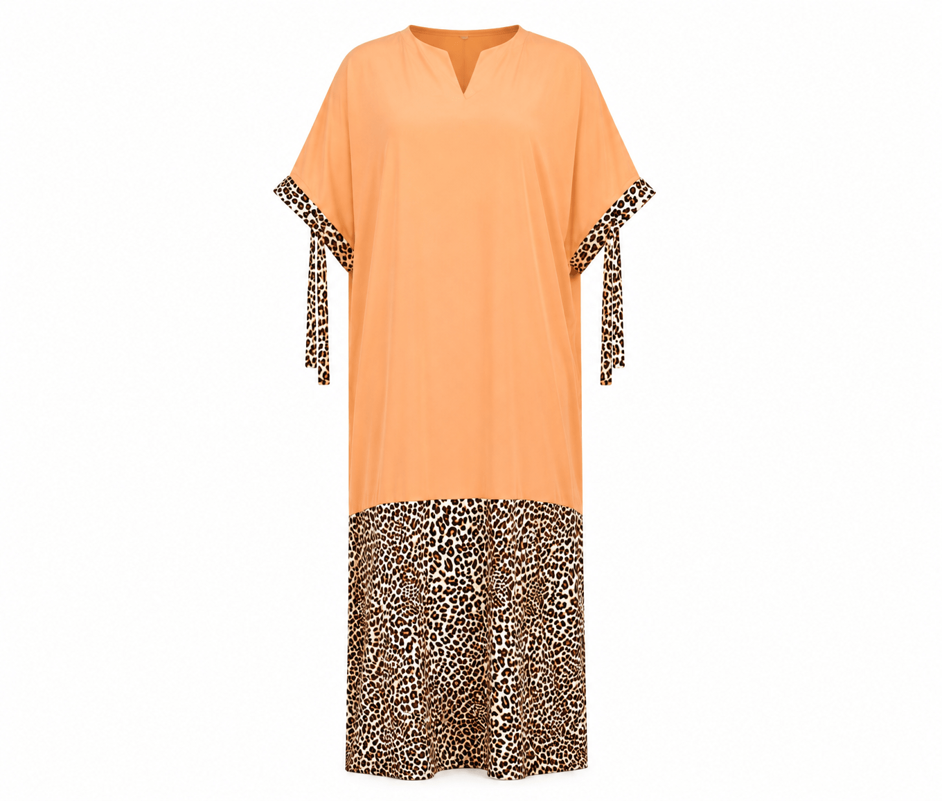 Women's Brown Leopard Print Kaftan Maxi Dress – One Size V-Neck Oversized Dress (UK 12–20) - Maxi Dress - Cherubim Aura