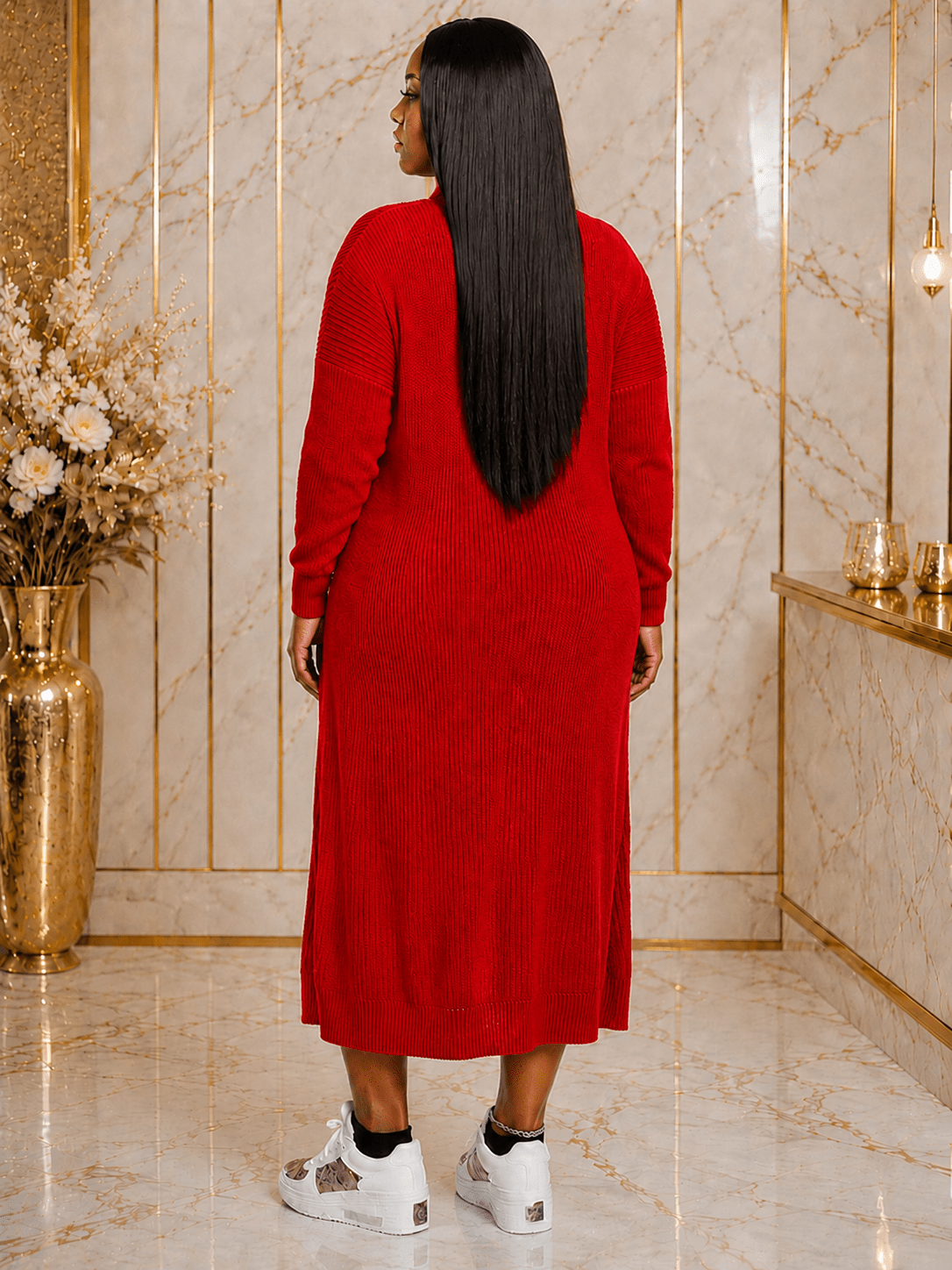 Women's Cable Knit Sweater Dress & Longline Cardigan Set – Cozy 2-Piece Knit Outfit - One Size 10-14 - Mini Dress - Cherubim Aura