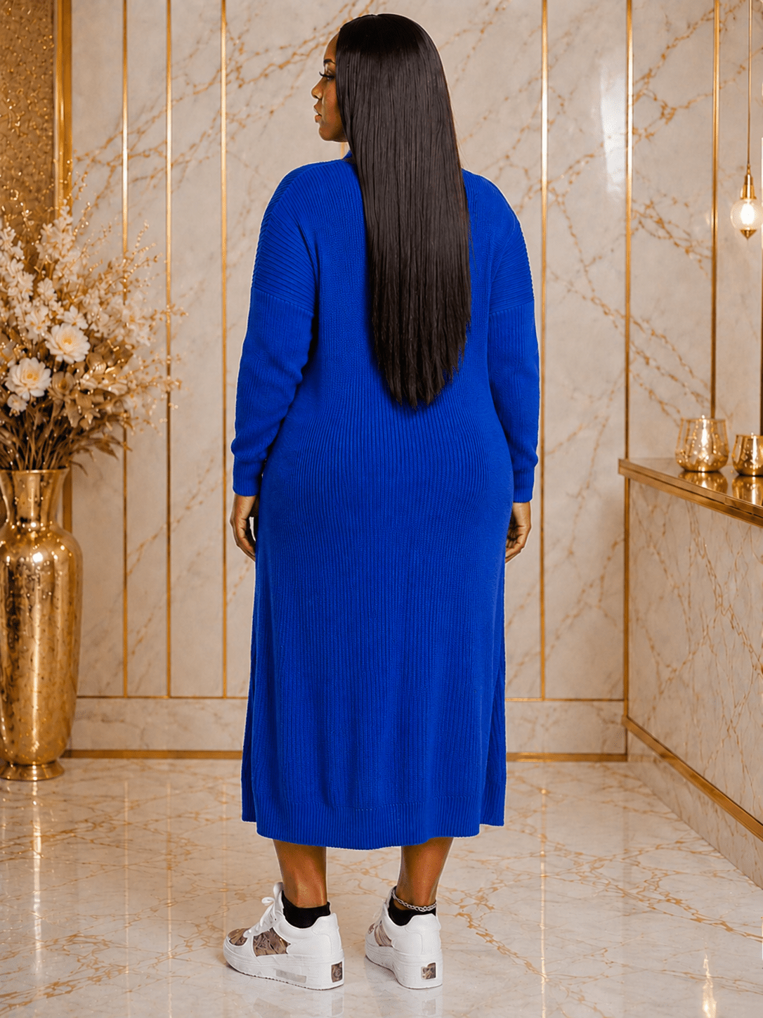 Women's Cable Knit Sweater Dress & Longline Cardigan Set – Cozy 2-Piece Knit Outfit - One Size 10-14 - Mini Dress - Cherubim Aura