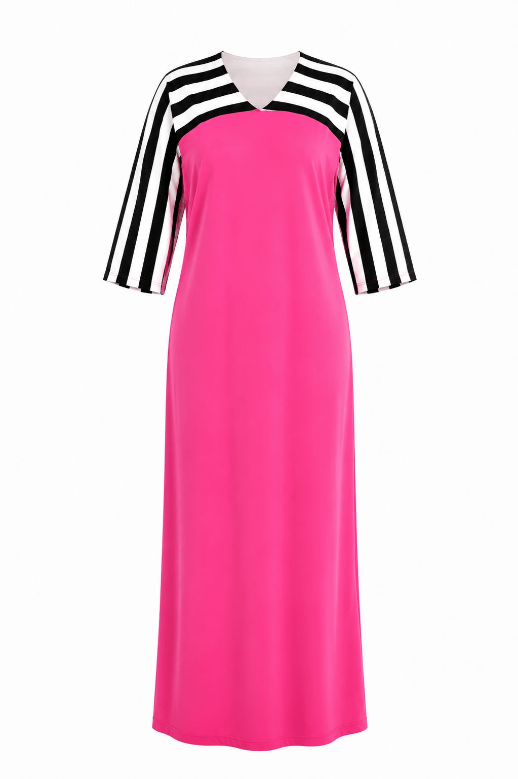 Women's Contrast Stripe Maxi Dress – Relaxed Fit V-Neck 3/4 Sleeve Long Maxi Dress (Size 10 - 20) - Maxi Dress - Cherubim Aura
